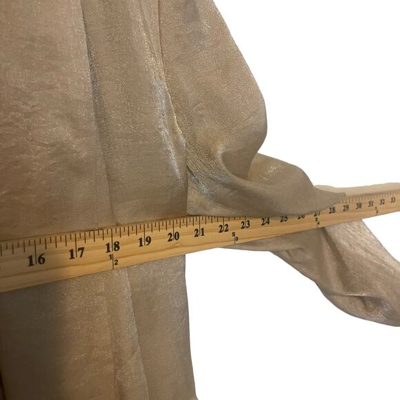 Chico's Size 1 Small Gold Metallic Open Front Viscose Cardigan Blazer - Picture 7 of 8